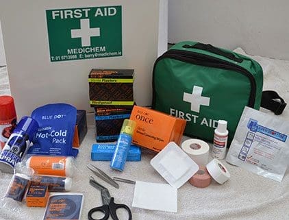 First aid course, first aid equipment